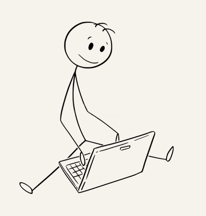 Illustration of Aaria with a laptop